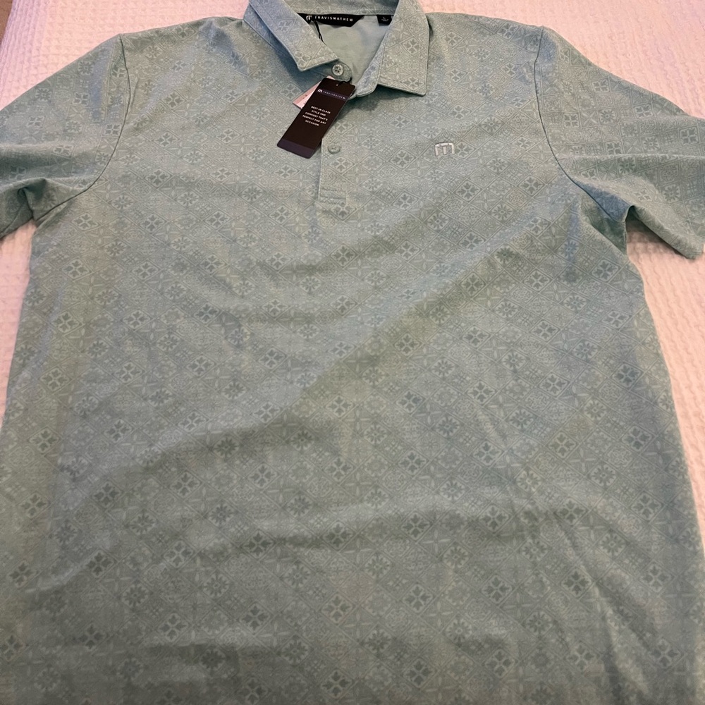 Travis Mathew Mint Patterned Polo Shirt